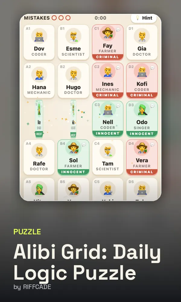 Alibi Grid: Daily Logic Puzzle cover