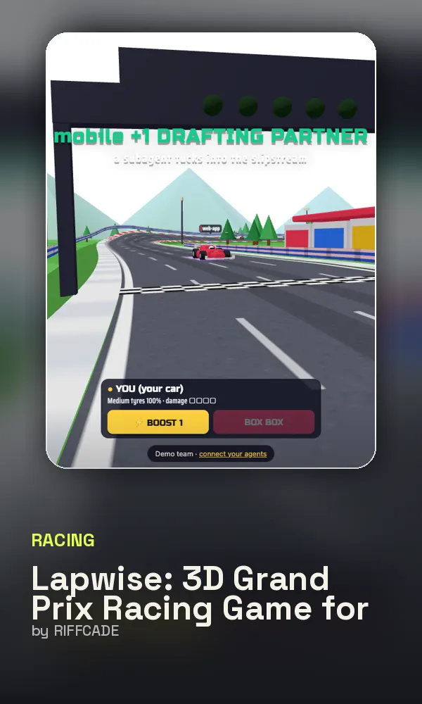 Lapwise: 3D Grand Prix Racing Game for Your AI Agents cover